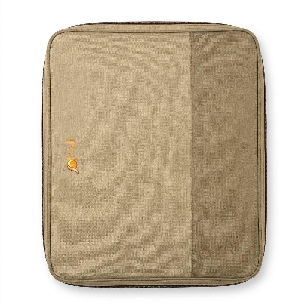 Empty khaki L luggage bag