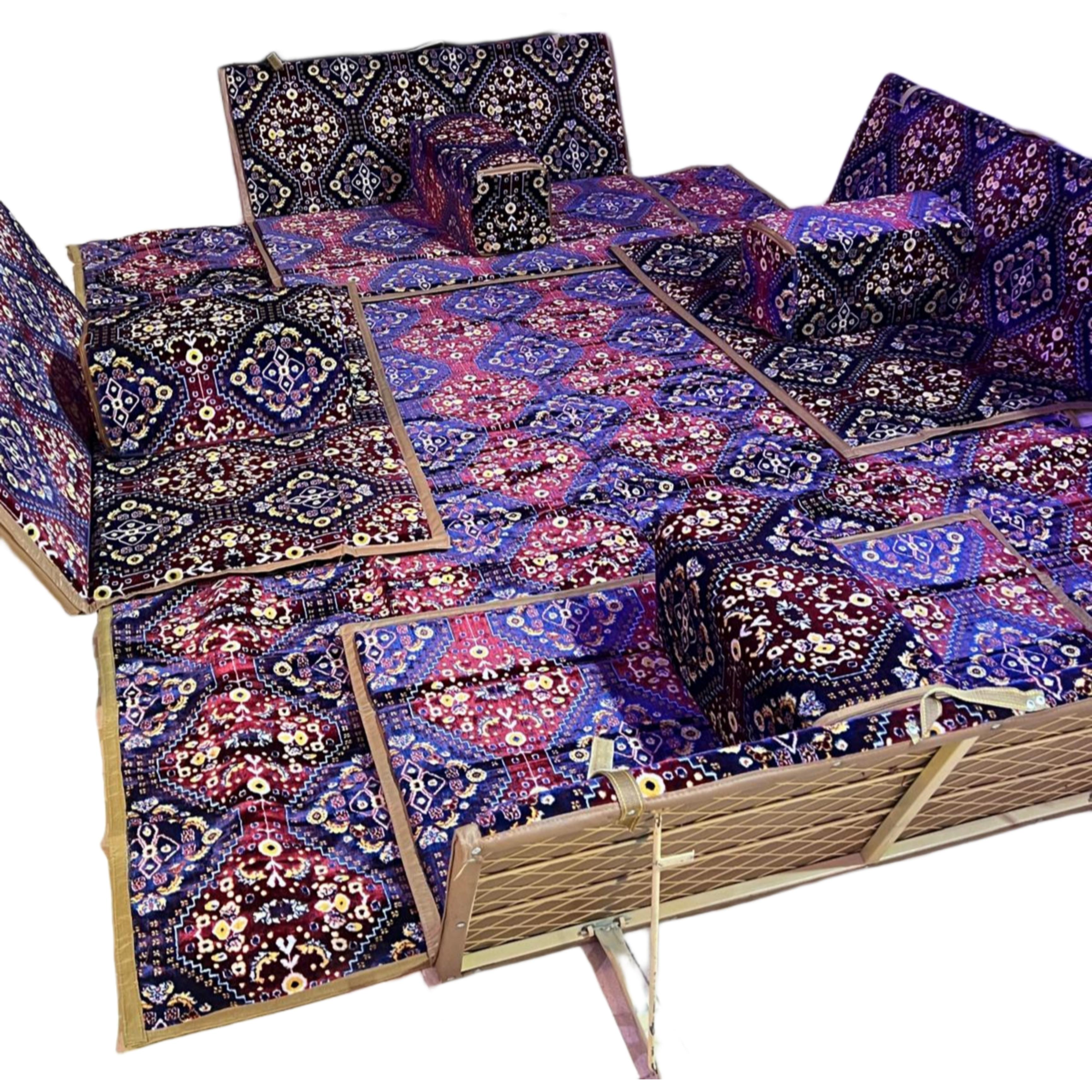 Seating Set with 4 Back cushions 8 Persons Blue Dot hmra andsfra