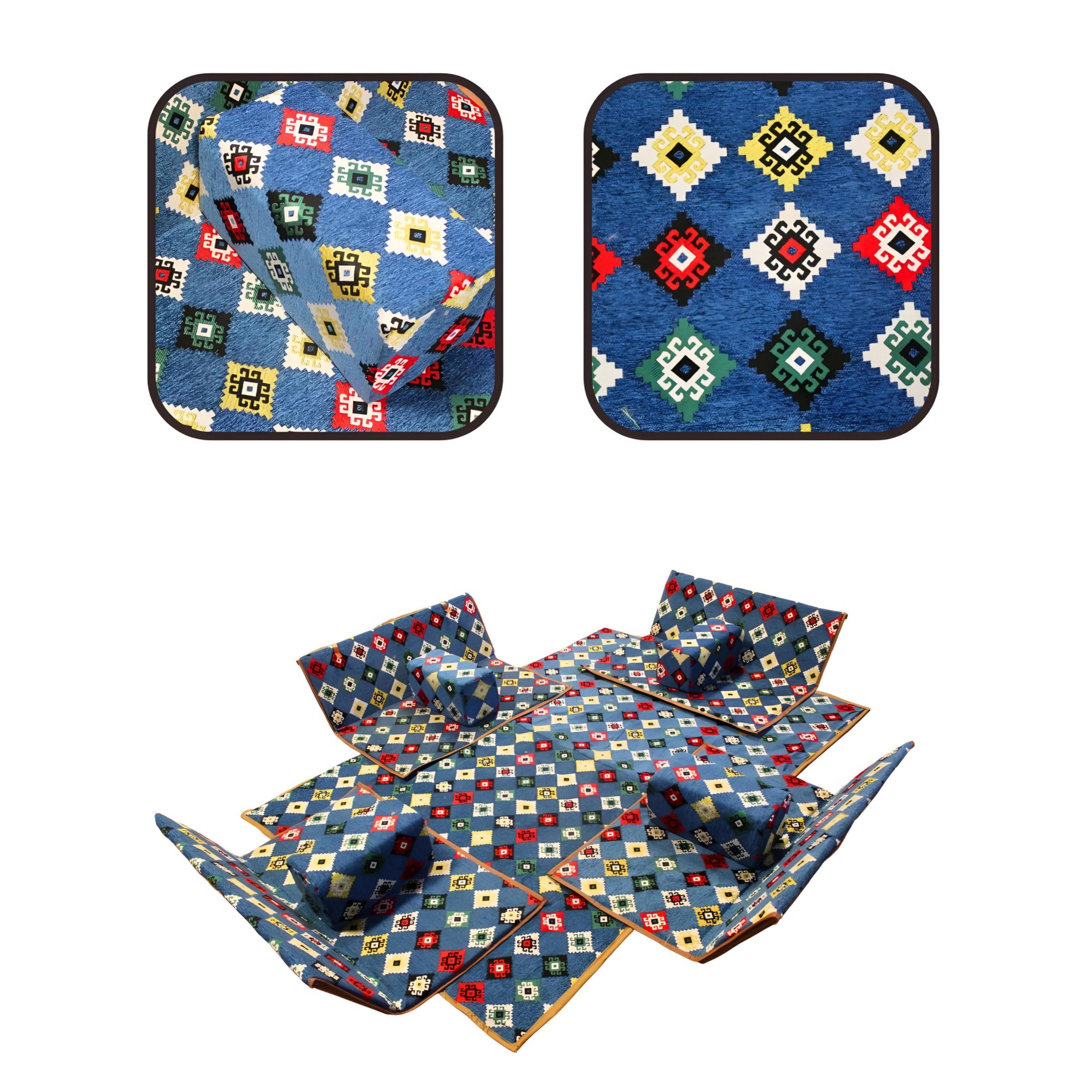 Seating Set with 4 Back cushions 8 Persons Petrol blue
